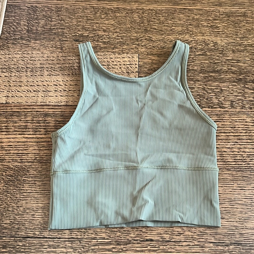 lulu lemon green align ribbed high neck tank